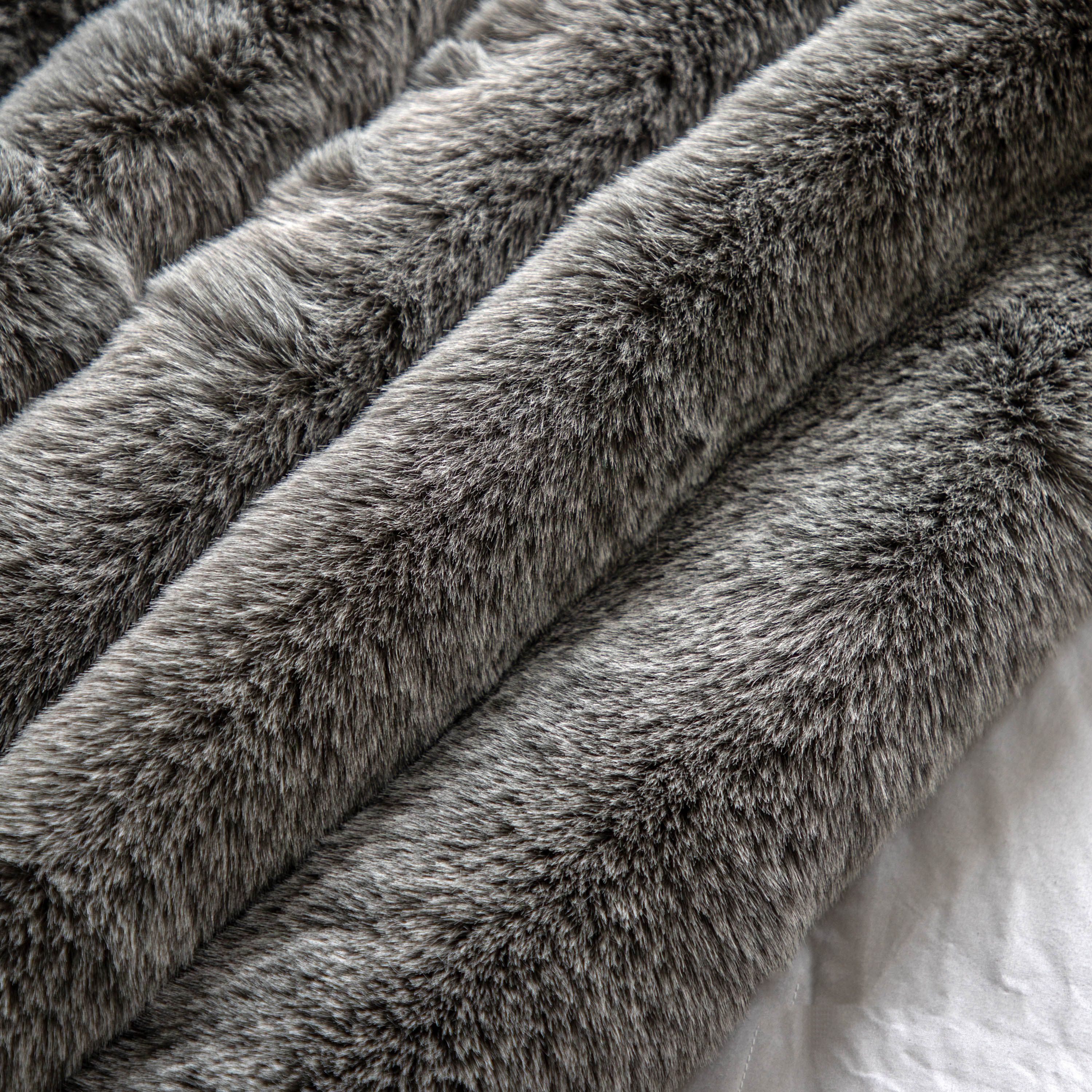 Bernard Smoke Grey Faux Fur Throw